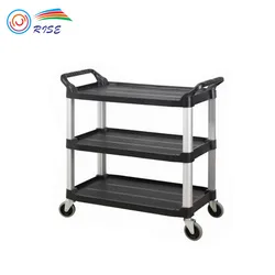 Luxury Black Plastic And Stainless Steel Hotel Tea Service Trolley Cart