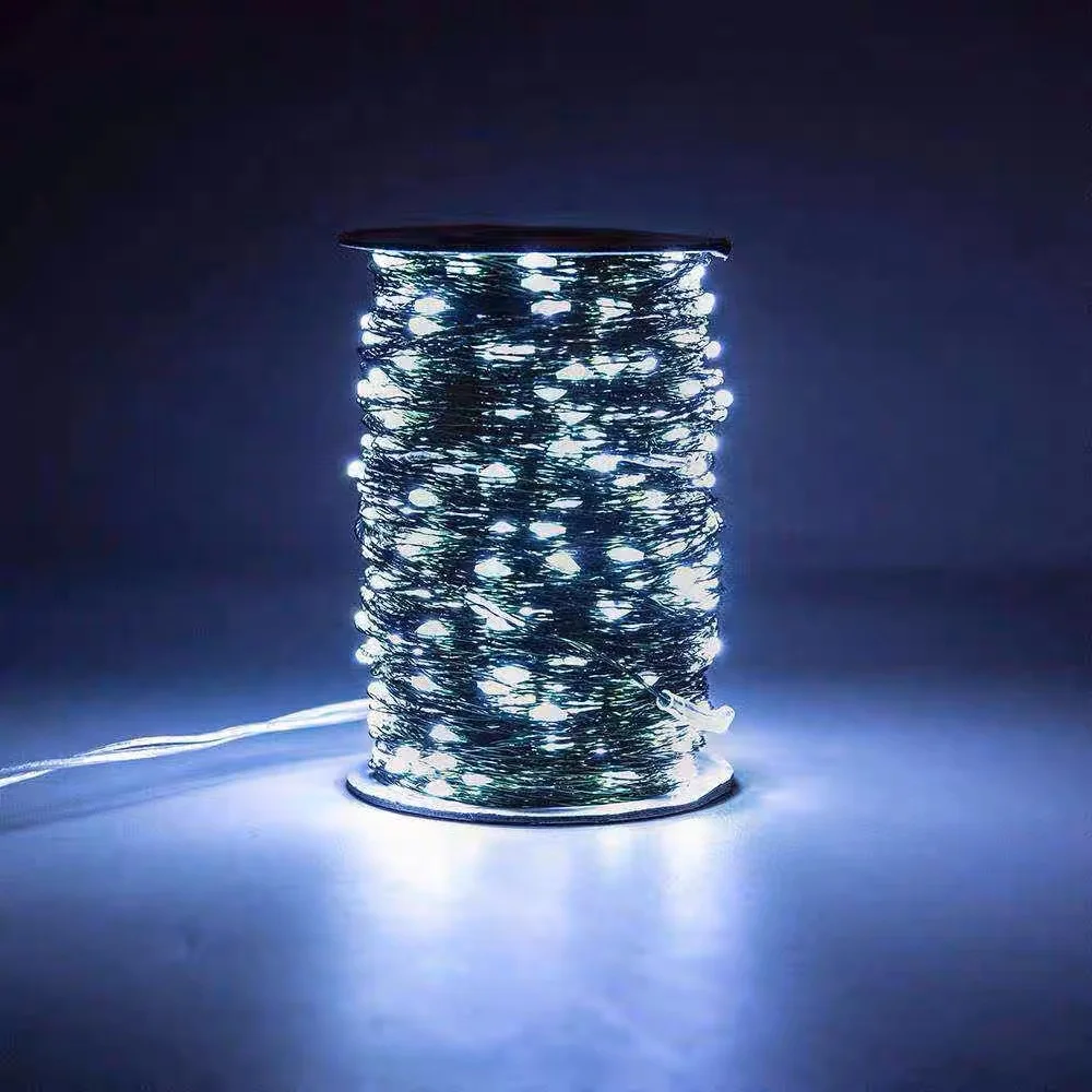 Green Copper Wire Christmas Decorative String Lights with 8 Colors Control