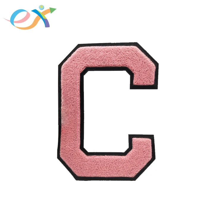 Custom Hoodies Accessories Chenille Patch Word Chenille Varsity Letter P Embroidery Pink Embroidered Patches 3D Support Sew-on