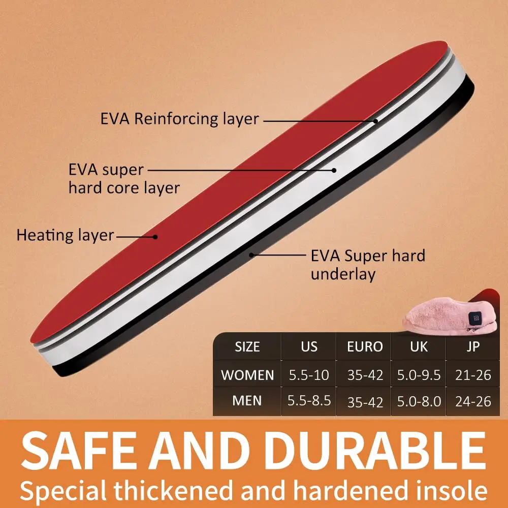 Winter Electric Heated Feet Warmers Plush Heating Shoes Indoor Housewear Slippers