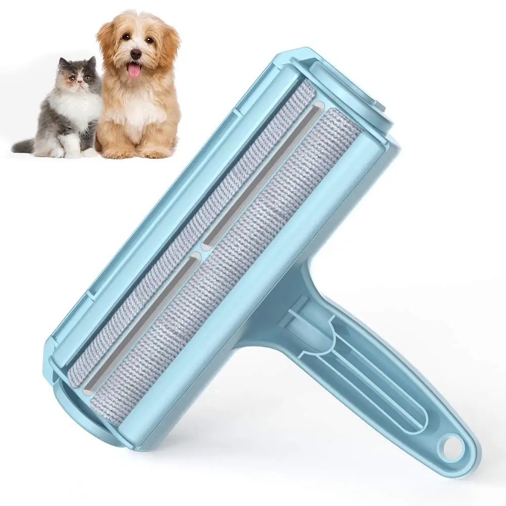 OEM Blue ABS Reusable Cat Dog Pet Hair Remover Brush Clean Lint Roller Fur Remover for Furniture Couch With Self-Cleaning Base