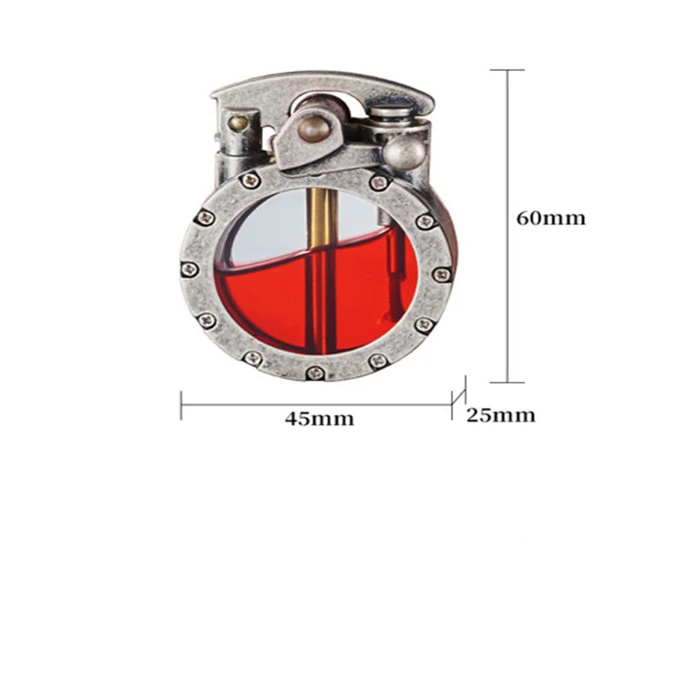 New Metal Rocker Arm Kerosene Lighter Round Shape Retro Large Capacity Tank