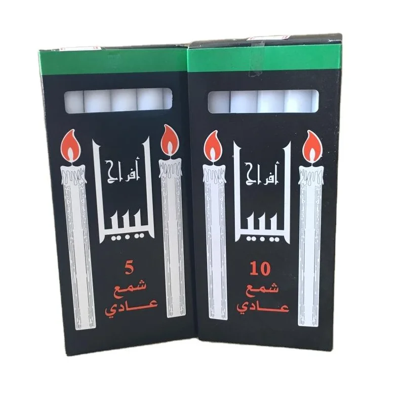 libya candles10pcs Burning Non Drip Lighting  White paraffin wax made factory