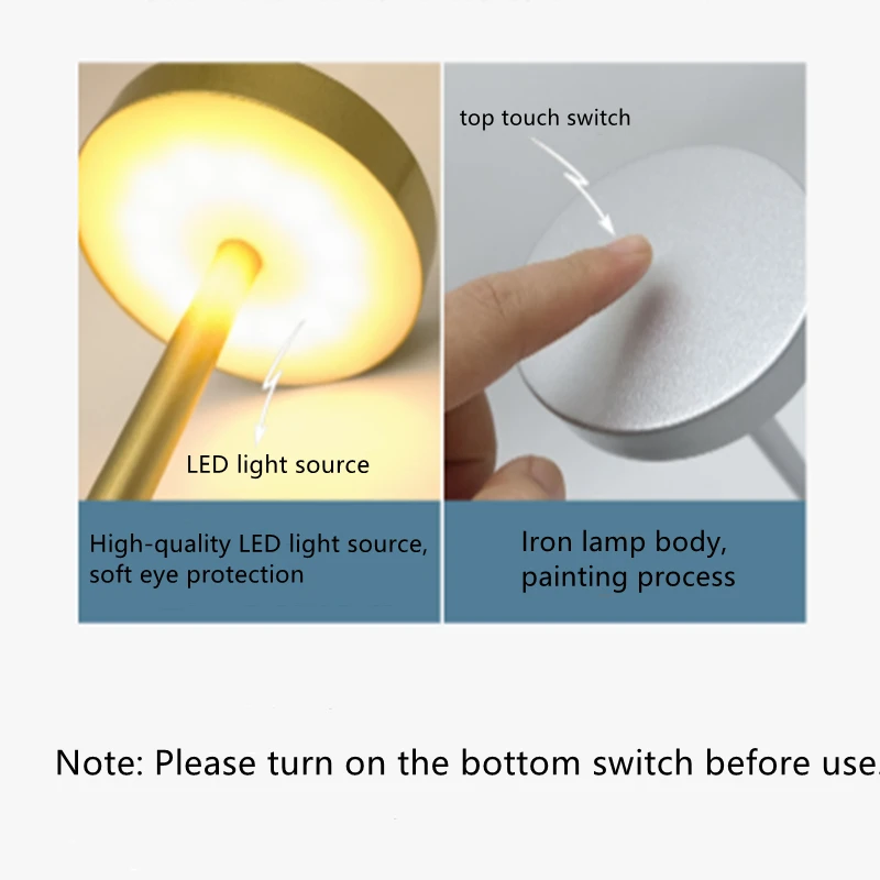 Howlighting 3 цвета Золотая спальня Железный USB стол Ночной светильник сенсорный домашний декор перезаряжаемая Светодиодная настольная лампа