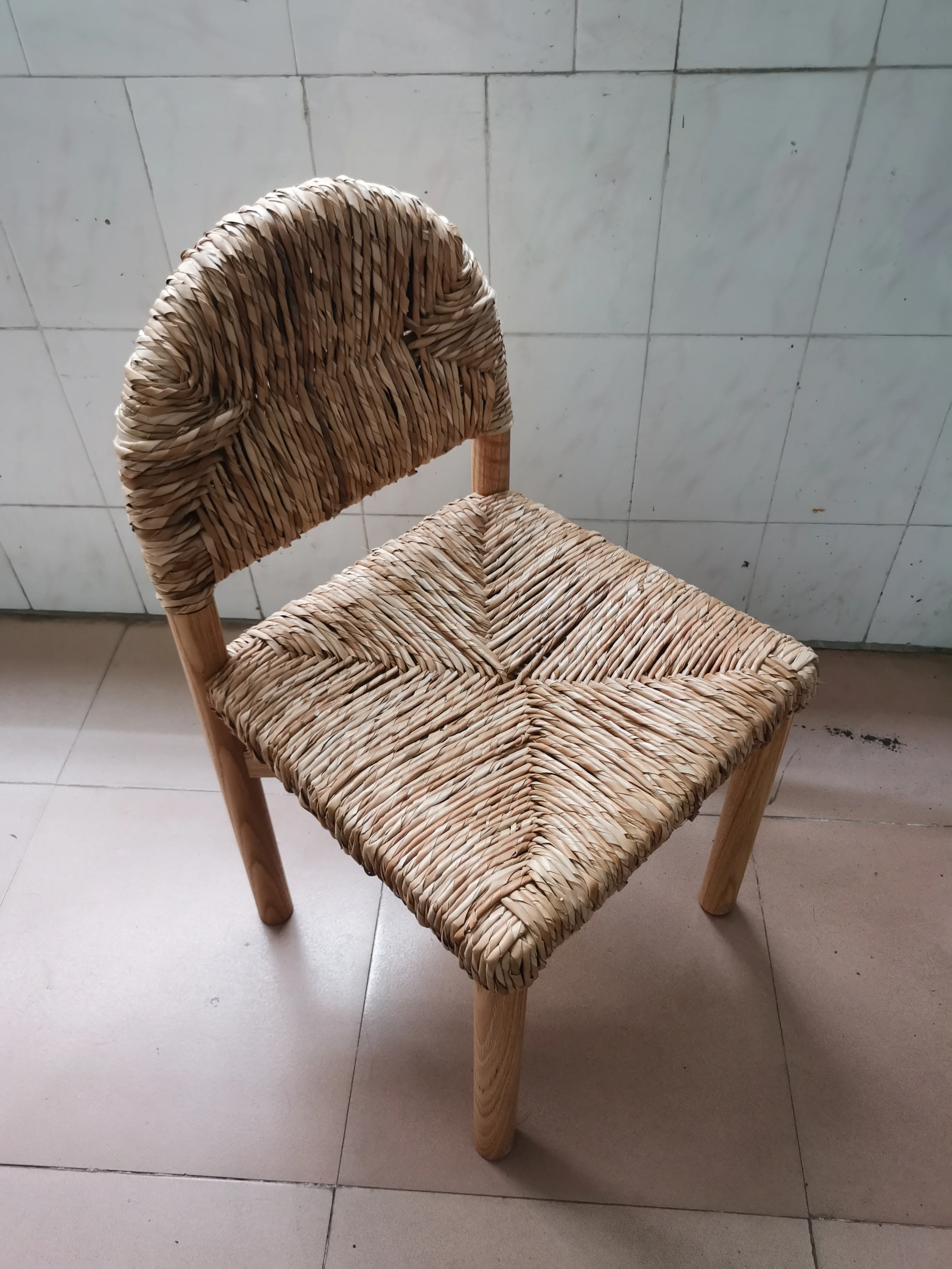 Modern Dining Room Solid Natural Sea Grass Rope Woven Chair Customized Teak Wood OAK Seagrass Rattan Dining Chair