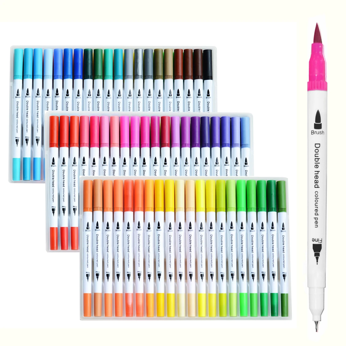 60 Colors Dual Brush Pens Set Fine & Brush Tip Art Markers For Kids Adult Coloring