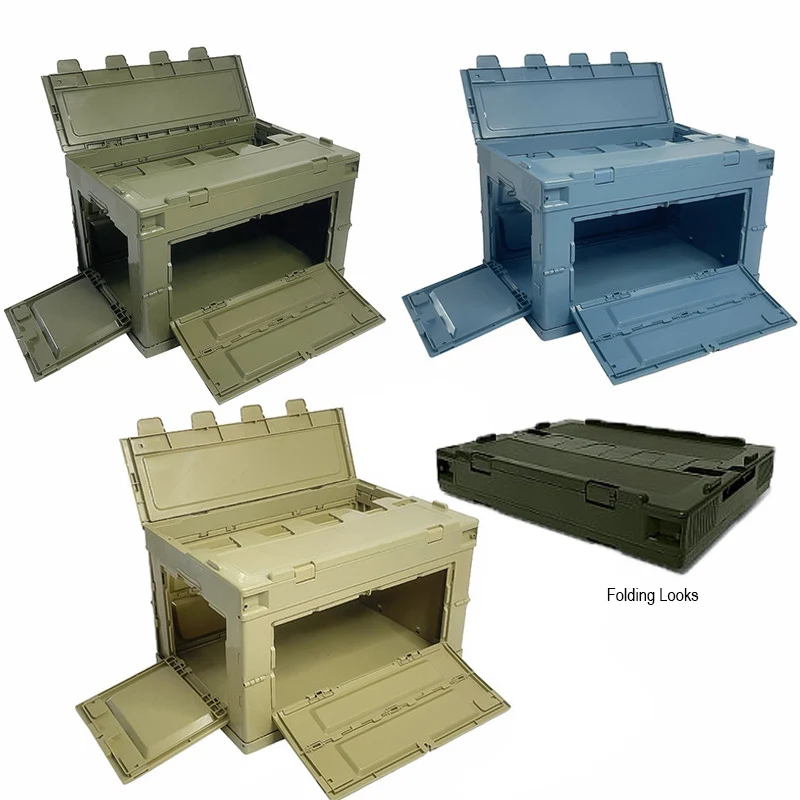 Camping Outdoor Stackable foldable movable new fashion plastic storage boxes & bins with lid & wheels