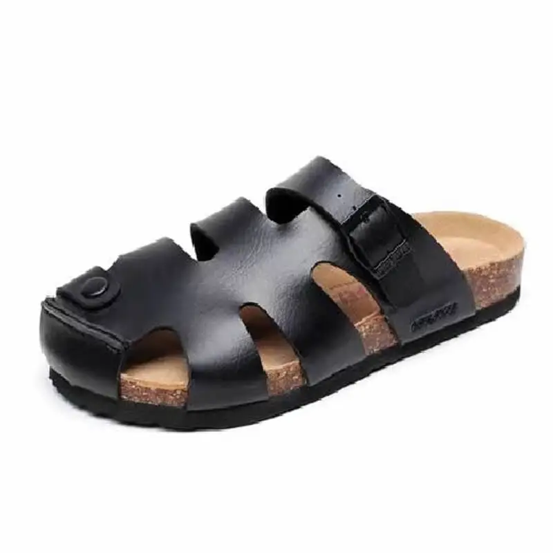 wholesale cork casual man flat sandals summer beach sandal shoes for men