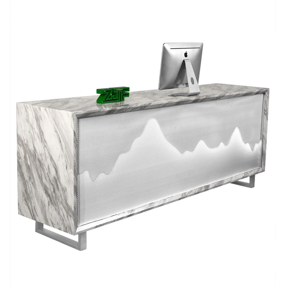 New Style Retail Boutique Shop Reception Furniture Stone Store Checkout Counter Cashier Table For Clothing Shop