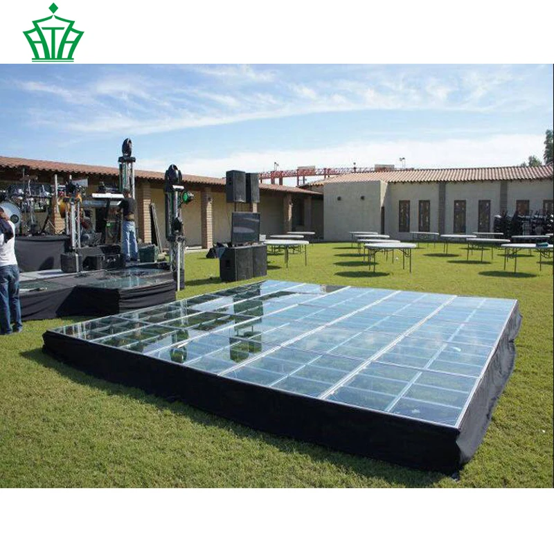  1.22x1.22M Mobile Aluminum Frame Plexiglass Stage Glass For Fashion