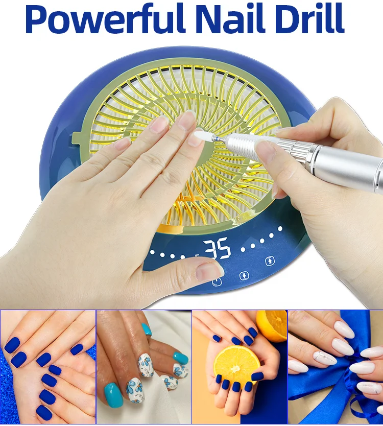 2 in 1 Multi-functional 60W Electric Nail Dust Collector with Touch Screen Nail Vacuum Cleaner Electric Nail Drill Machine