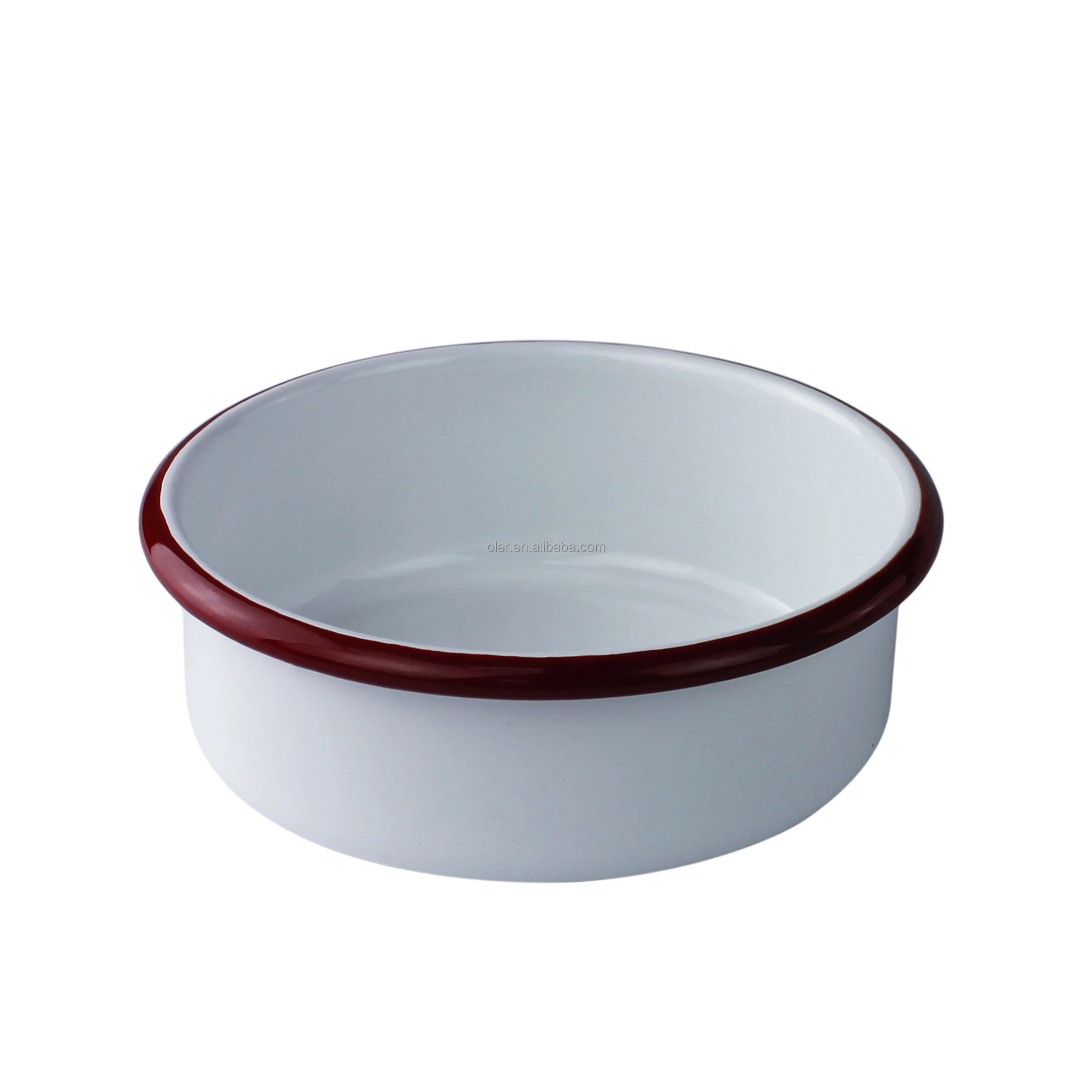 Wholesale Tableware Enamel Food Plate Set Customized Round Metal Plate Baking Dish for Food