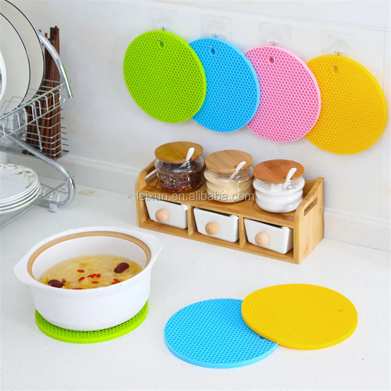 18/14cm Non-slip Pot Holder Round Heat Resistant Silicone Mat Drink Cup Coasters