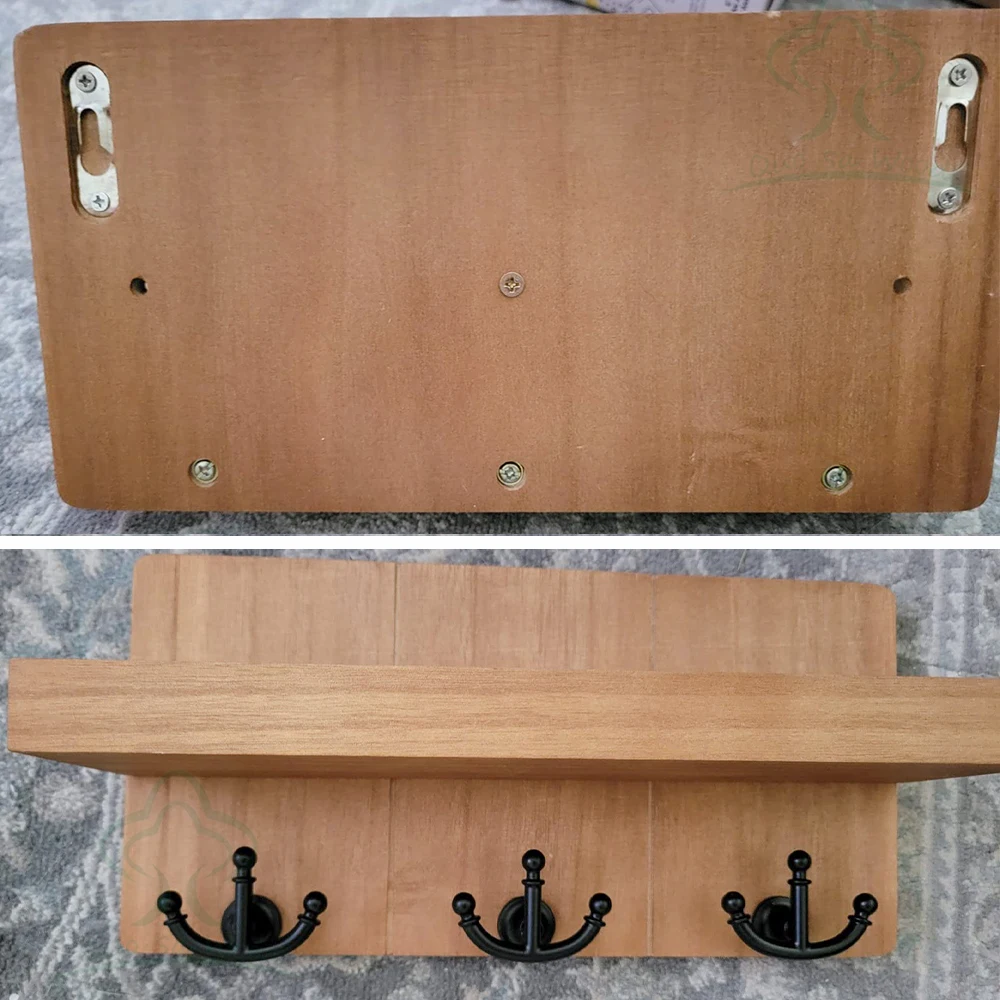 Gold and Black Key and Mail Holder for Wall Decor,Command Center Wall Organization, Rustic Wall Mounted Floating Shelves