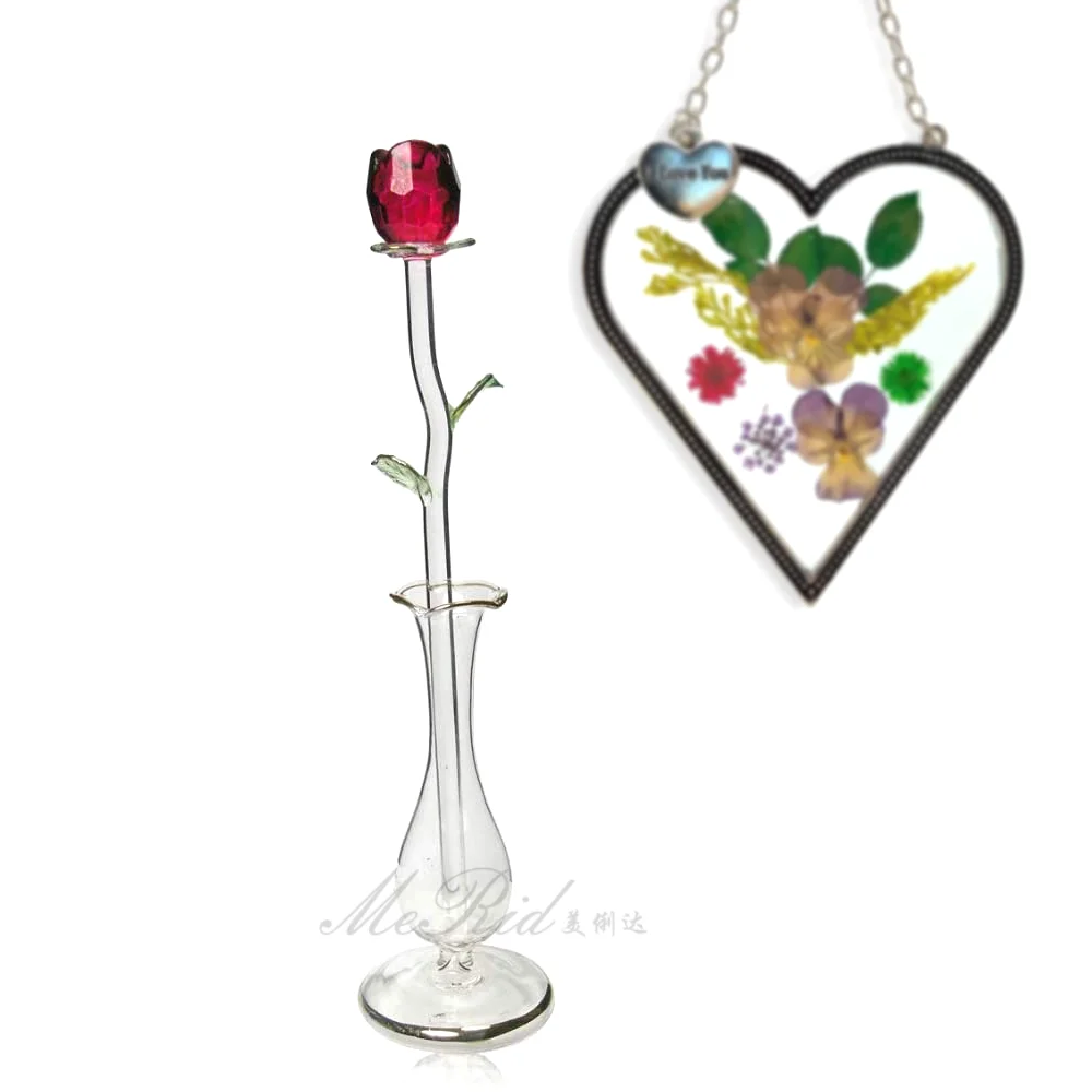 Beautiful Murano Lampwork Long Stem Glass Rose Flower Wholesale For Valentines Eco-friendly