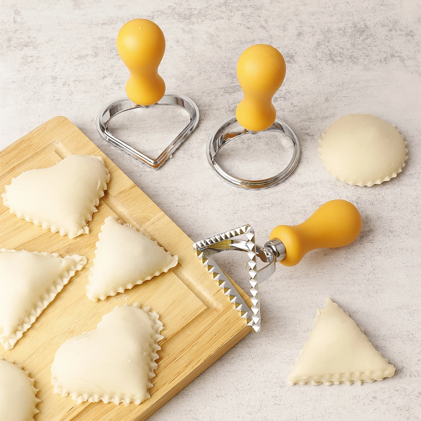 3 pcs stainless steel dumpling mold food grade non stick round triangle heart shape dumpling maker