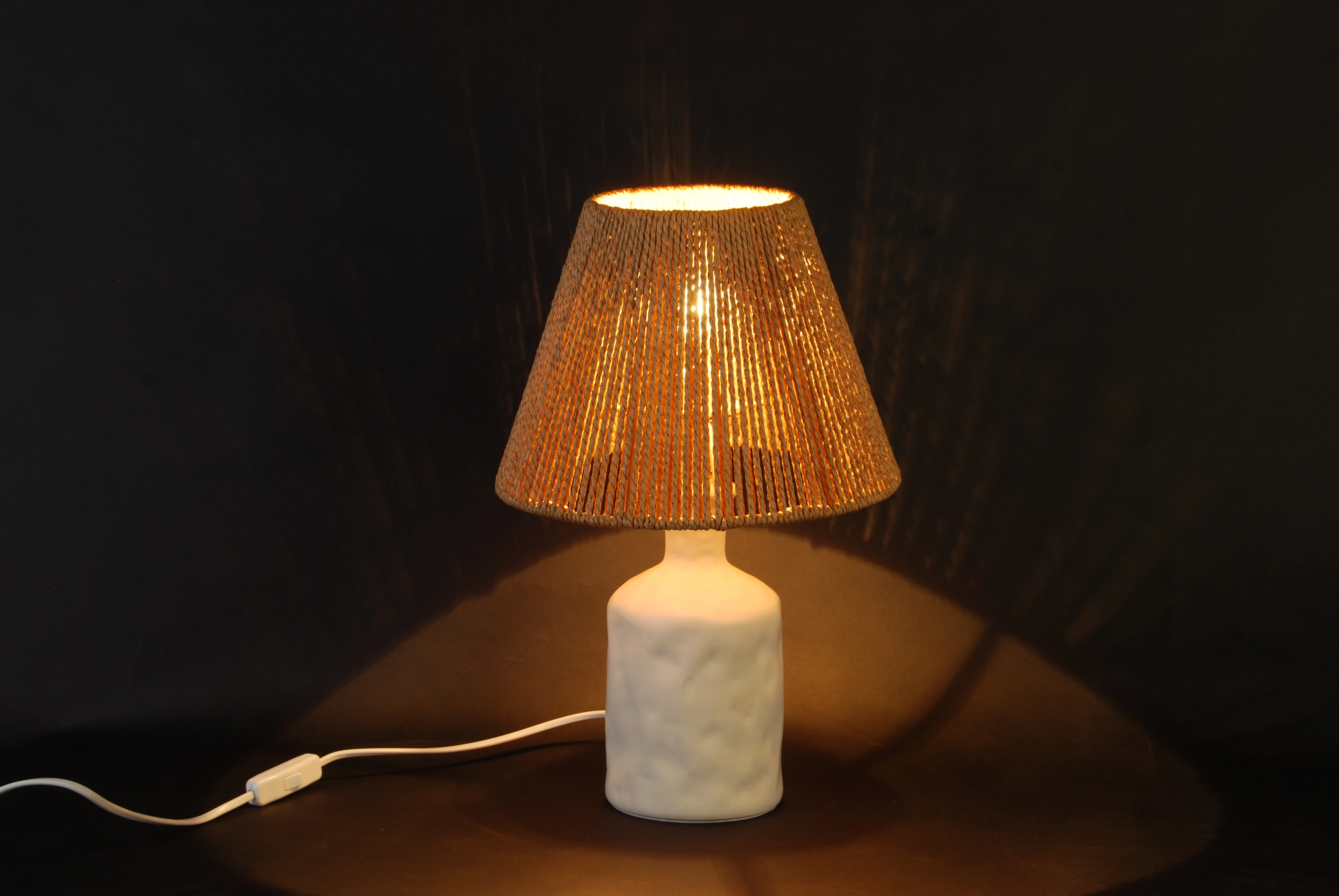 Bed Room Reading Lamp Cool white and Rattan shade Lamp Office Lighting