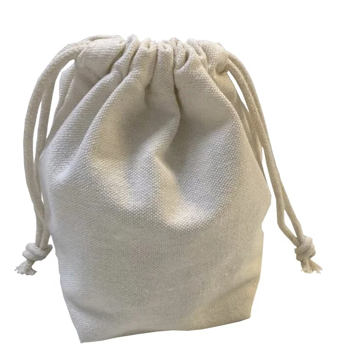 Promotional Organic Cotton Small Drawstring Bags Jewelry Pouch Gift Canvas Double String Handbag Dust Bags With Logo