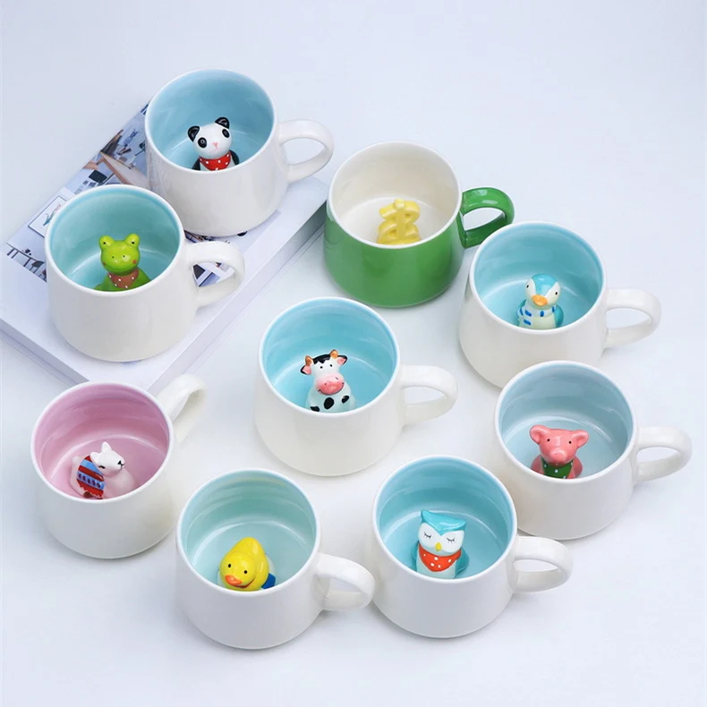 Hot Sale Ceramic Coffee Mug 3d Mugs For Kids Cute Animal Inside Mug