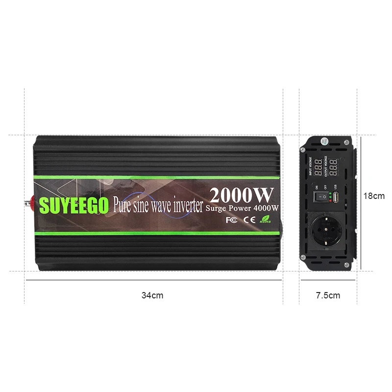 SUYEEGO DC-AC инвертор мощности 2 кВт индивидуальный источник питания 2000 Вт инверторы синусоидальной волны