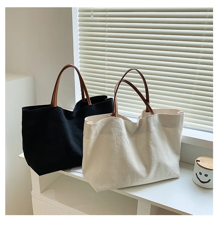 Personalized Heavy Duty Canvas Tote Bag Wholesale Monogrammed Canvas Handbags With Leather Strap