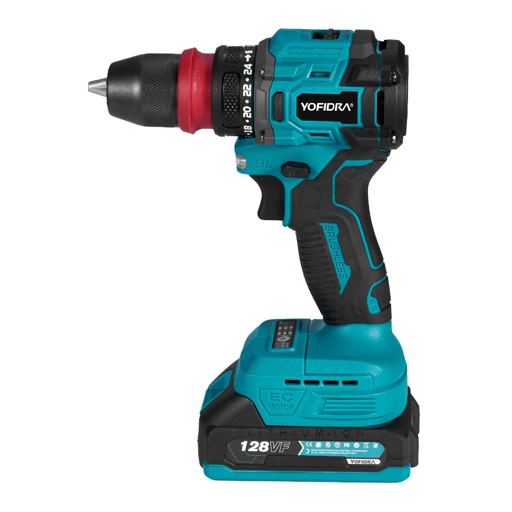 10MM Metal Makita Electric Drill with Light 7500mAh 18V Power Drill With Lithium Battery Quick Rechargeable Impact Drill