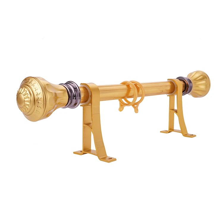 wholesale fashion extendable double metal curtain rod holder rails  hooks  tracks set 16-19mm pvc box packing