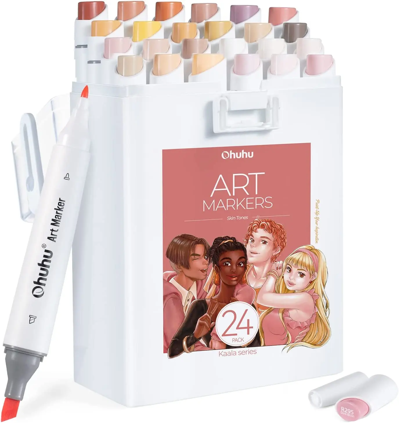 Ohuhu Kaala  24 Skin Tone  Portrait Colors, Dual Tips Alcohol Art Marker, Slim Broad and Fine
