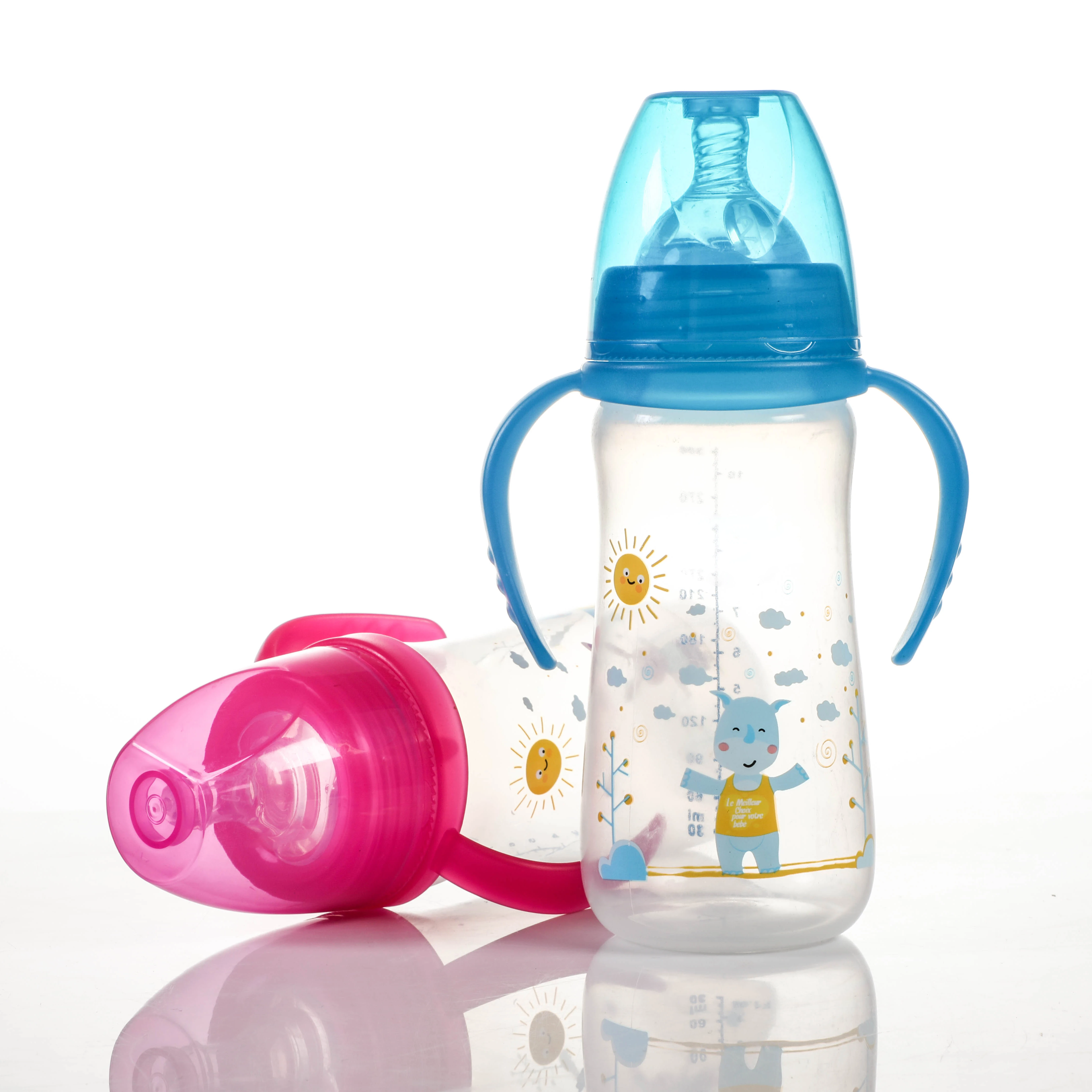 Silicone Nipple Water Drinking Bottle Baby Milk Feeding Bottle 250ML Baby Wide Neck Bottle