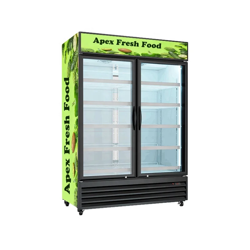 Apex commercial fresh food display showcase visi cooler glass door cooler equipment