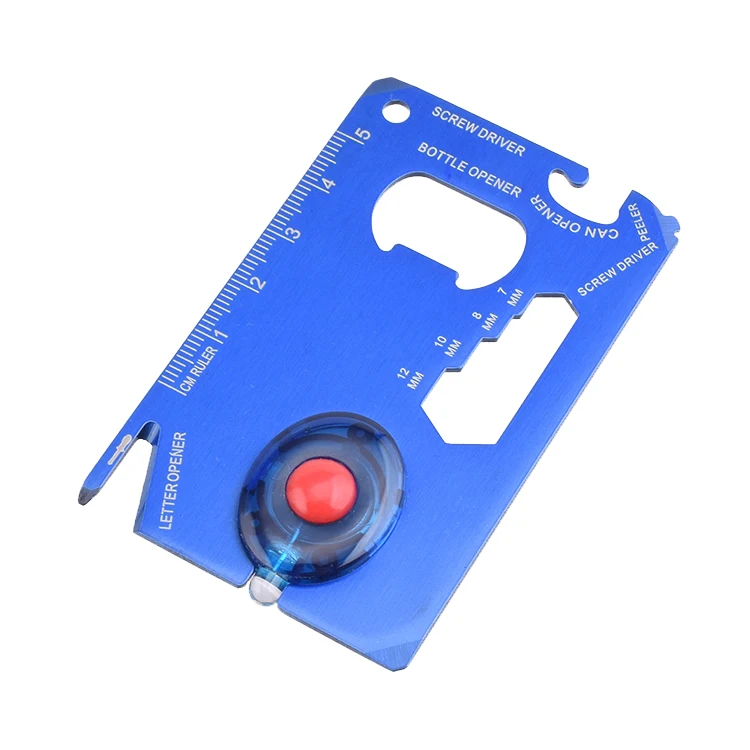 Hot Selling Blue ABC Silica gel LED Light Credit Tool Card Multiple Purpose Sized Outdoor Wallet Survival Tool Card