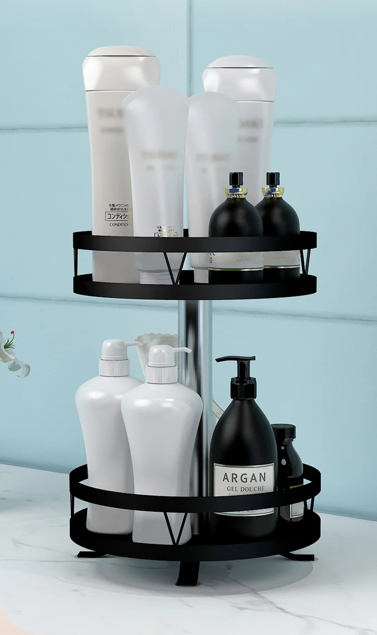 Kitchenware Rack Rotating Multifunctional Spice Rack Bathroom Make up organizer Shelf Stainless Steel Storage Rack