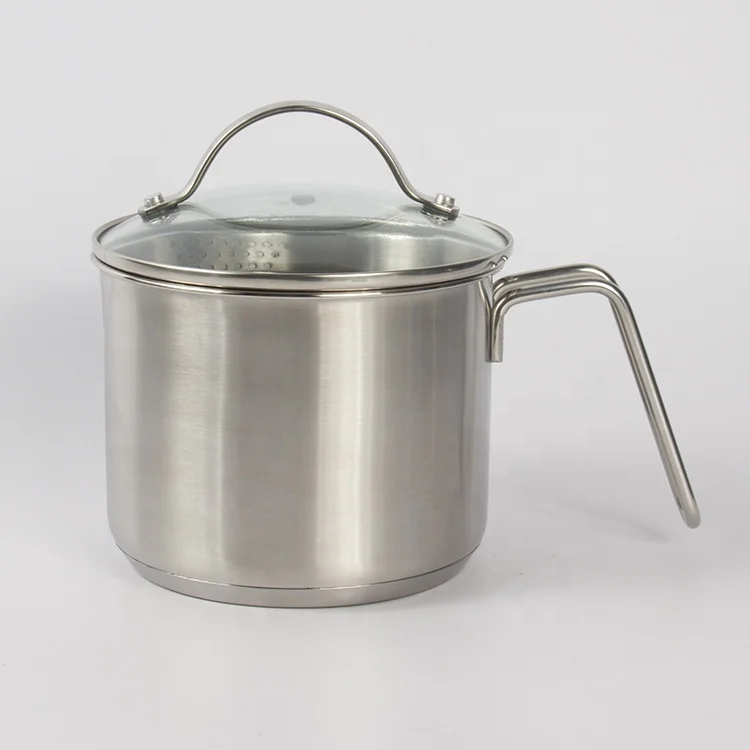 Multipurpose Small Pour Spout Induction base 1.5 Quart Stainless Steel milk Boiling pot Saucepan With Glass Lid