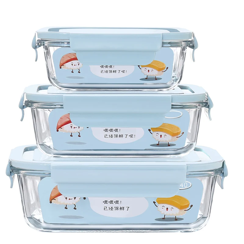 microwave safe  glass lunch box set with bag lunch box glass botosilicate glass lunch box