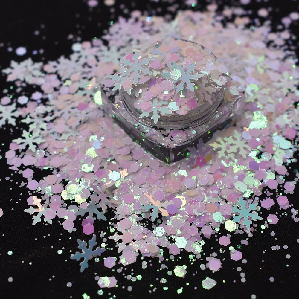 2022 Wholesale Snowflakes Glitter bulk opal glitter chunky mixes glitter for Christmas decoration