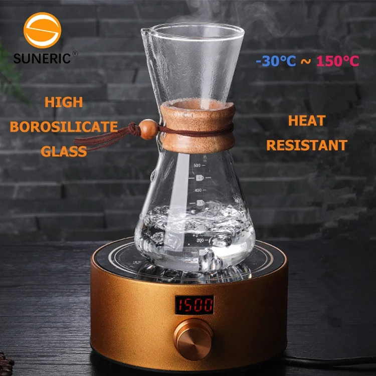 Heat Resistant Hand Coffee Maker 304 Stainless Steel Filter Coffee Brewer Pot Set Glass Pour Over Coffee Dripper With Filter