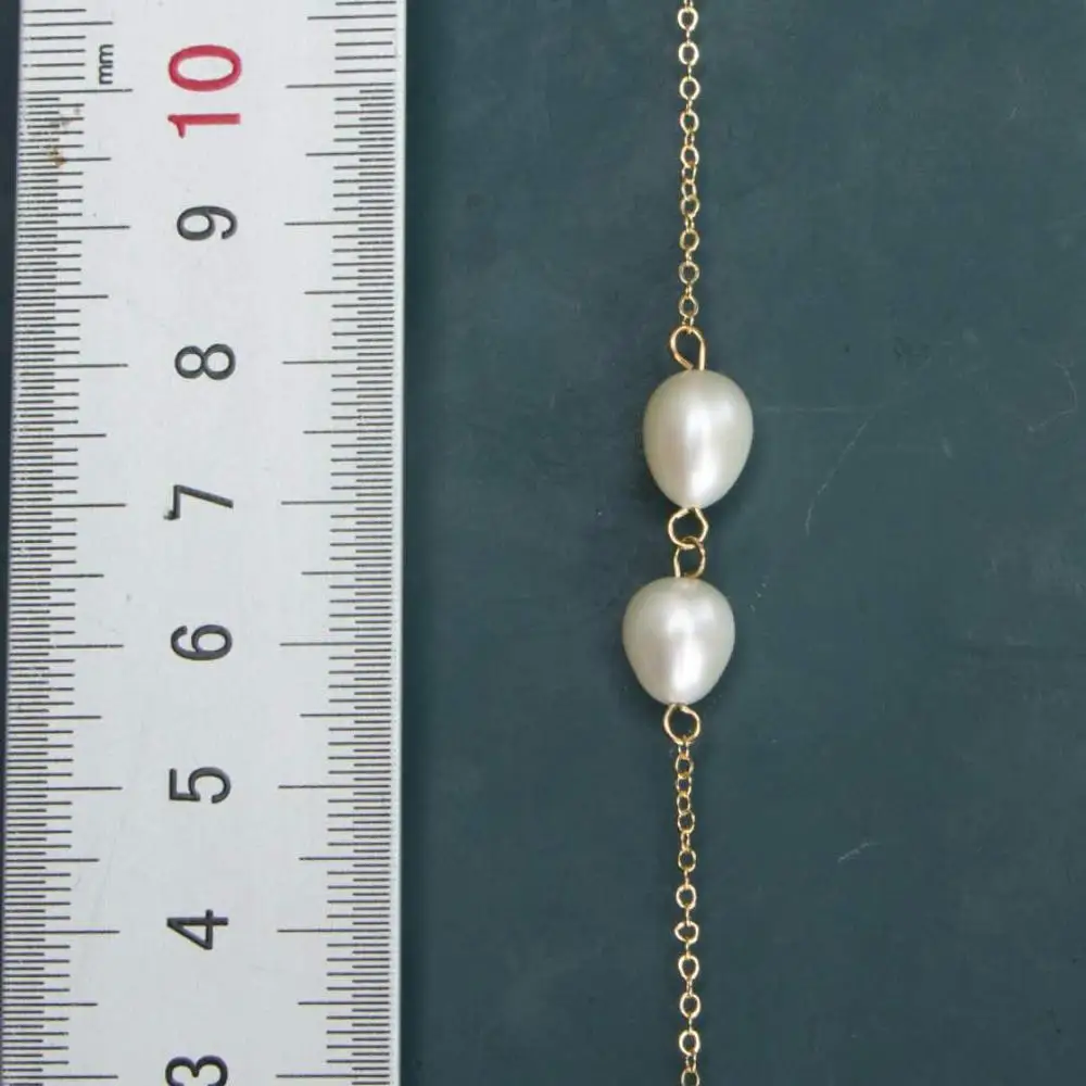handmade 14k gold plated rice shape freshwater pearl necklace natural chain pearl necklace fashion jewelry wholesale