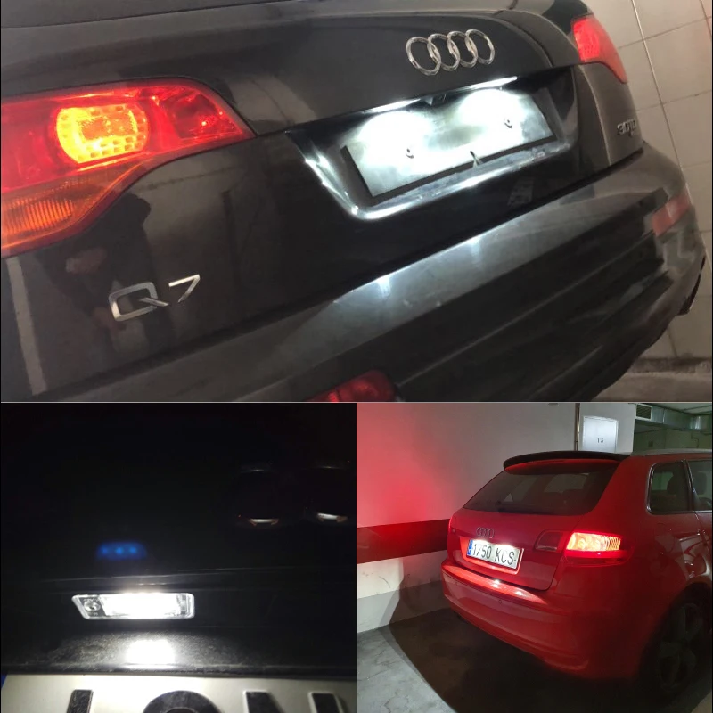 E4 LED License Plate Light For Audi A3 A4 S3 S4 A6 S6 Q7 RS4 CANBUS Error Free