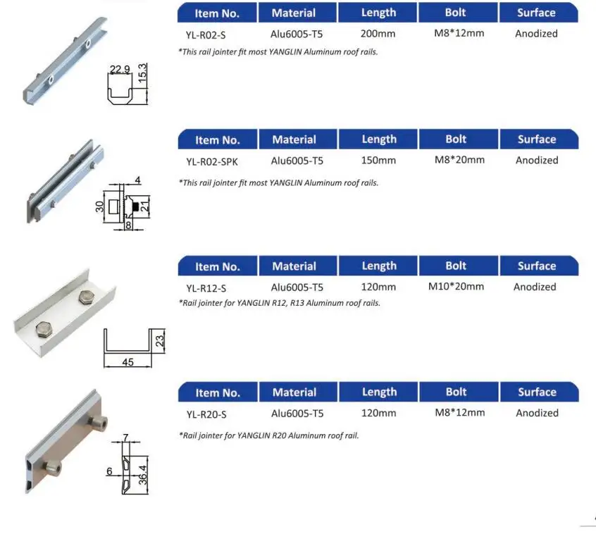 Aluminum Sliver solar rail clamp connector solar rail splice