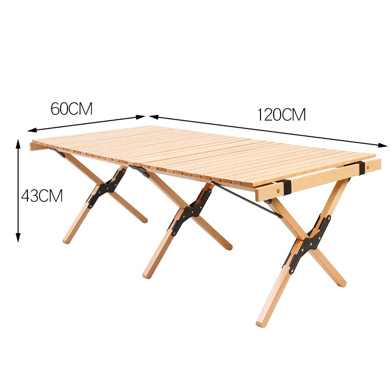 Outdoor Table Luxury Picnic Outdoor Wood Camping BBQ Roll Top Wood Light Weight Beech Egg Wooden Portable Rolled Table