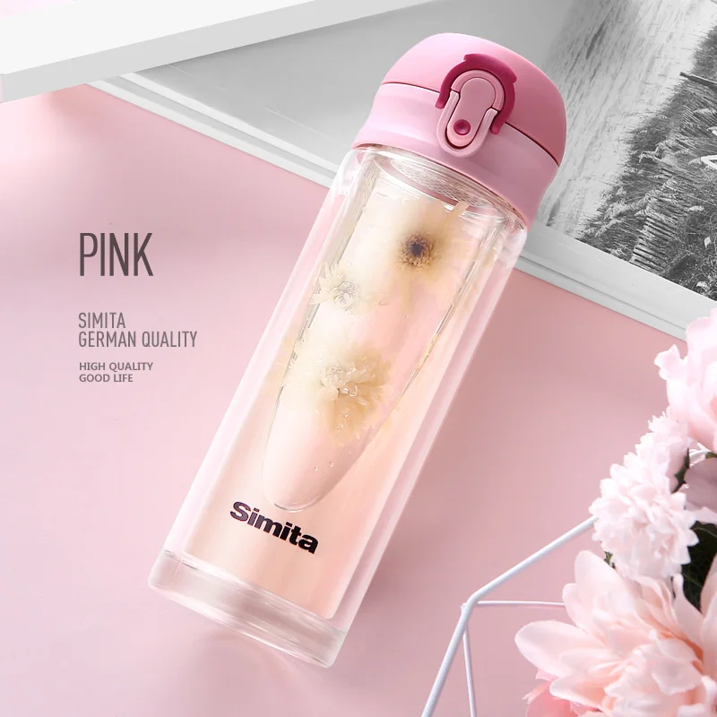 Custom High Borosilicate Glass Thermos Vacuum Cup Cover Refined Tea Strainer Insulated Water Bottle for Business Sports