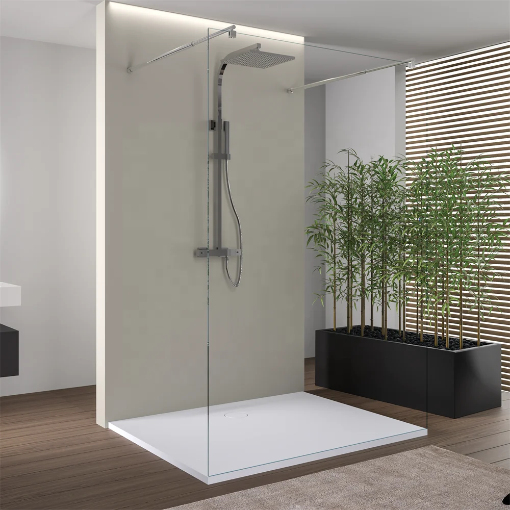 Bathroom Frameless Glass Walk in Shower Enclosure Free Standing shower Glass