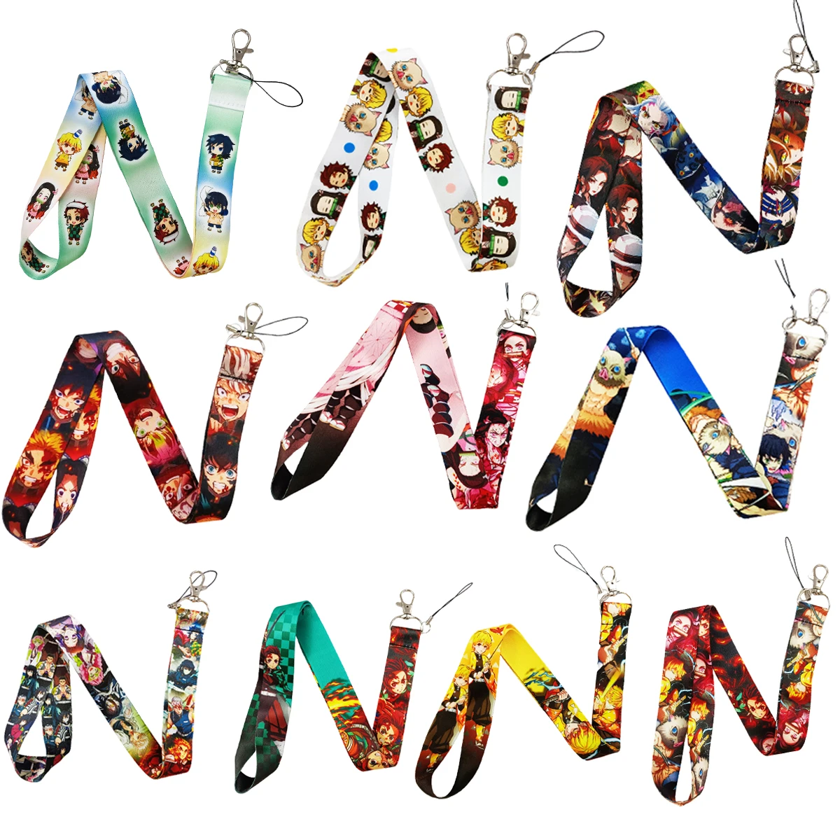 Design Demon Slayer  Neck Lanyard Anime Printed Pattern Strap ID Card Key Phone Keychain Lanyards for Fans