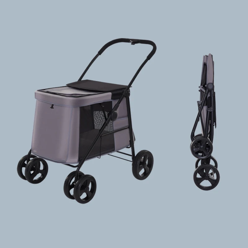 Foldable Dog Cat Jogger Stroller Pet Strolling Car Dog Travel Carrier Portable Lightweight Dog Stroller with Storage Basket