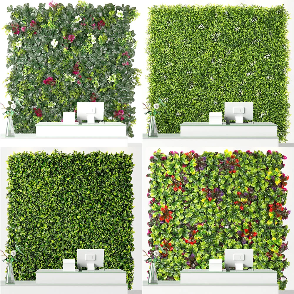 UV Outdoor Fake Grass Hedge Jungle Vertical Plants Wall Artificial Wall Hanging Plant Green Grass Wall for Home Decoration
