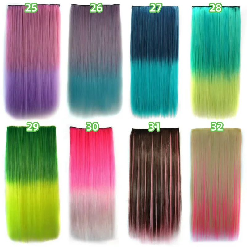 Wholesale 23.6 Inch Double Drawn Straight Wig Seamless One Piece Clip In Hair Extension For Women Ombre Wig