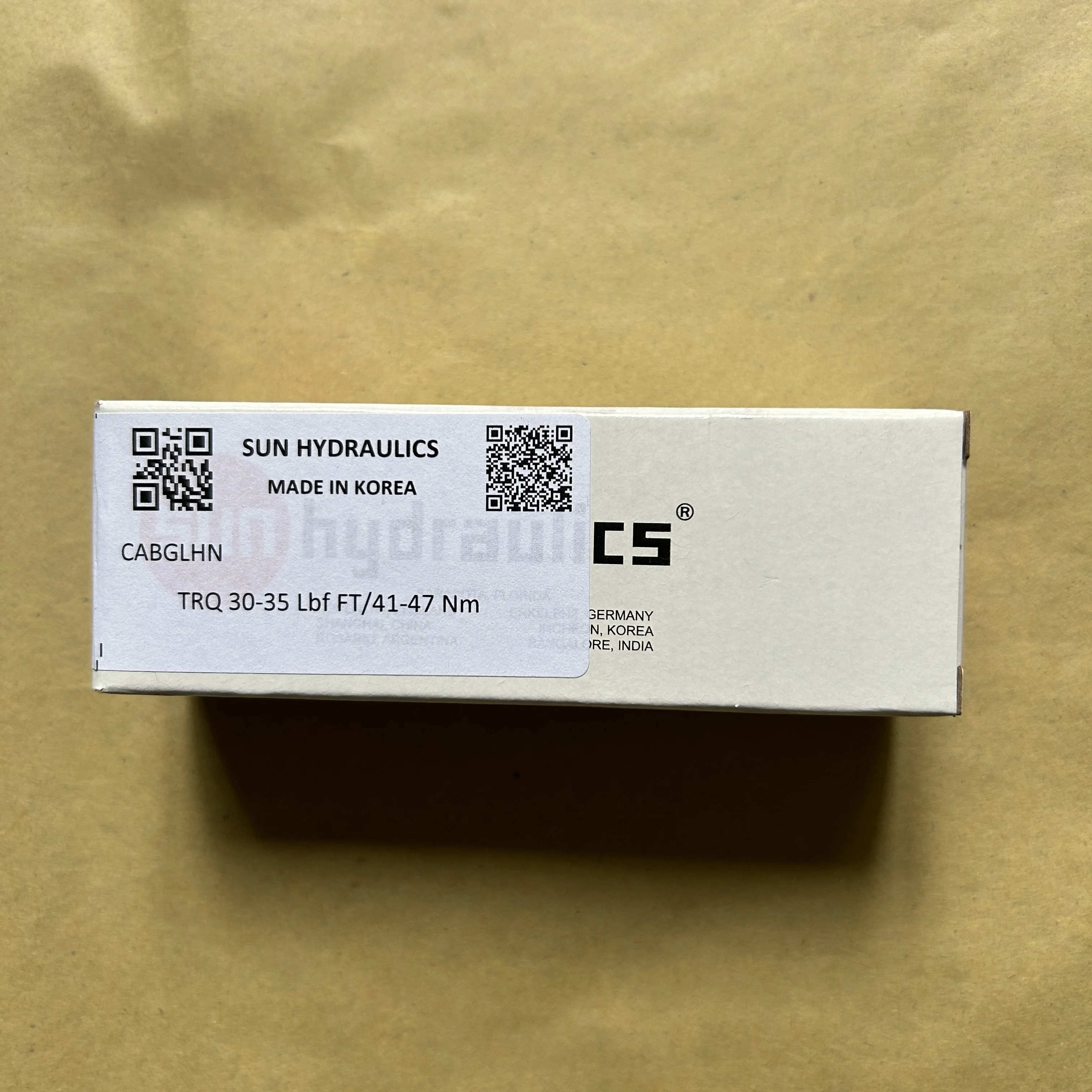 Sun Hydraulics Cartridge Valve CABGLHN TRO 30-35 Lbf FT/41-47 Nm