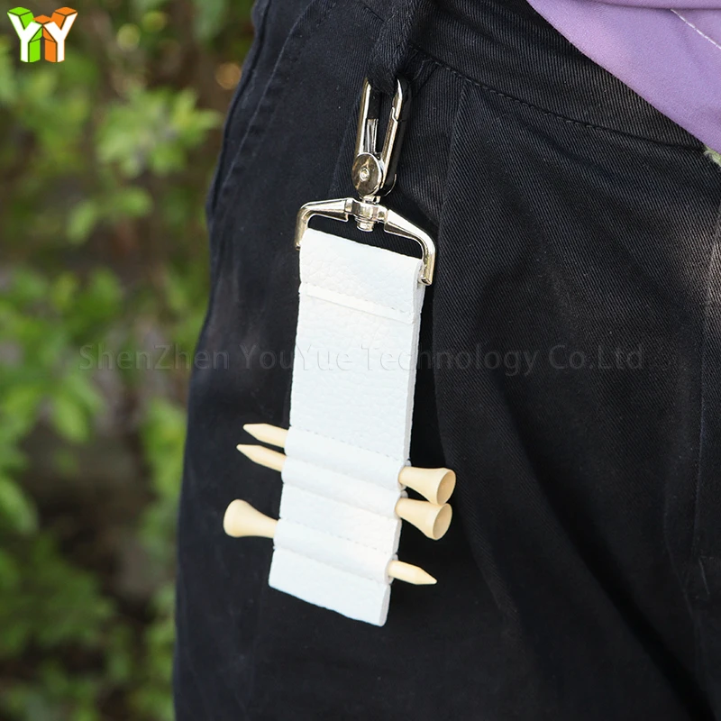 Stock Golfs Bag Belt Clip for Bag Accessories Leather Golfs Tees Holder Belt Golf Tees Storage Bag