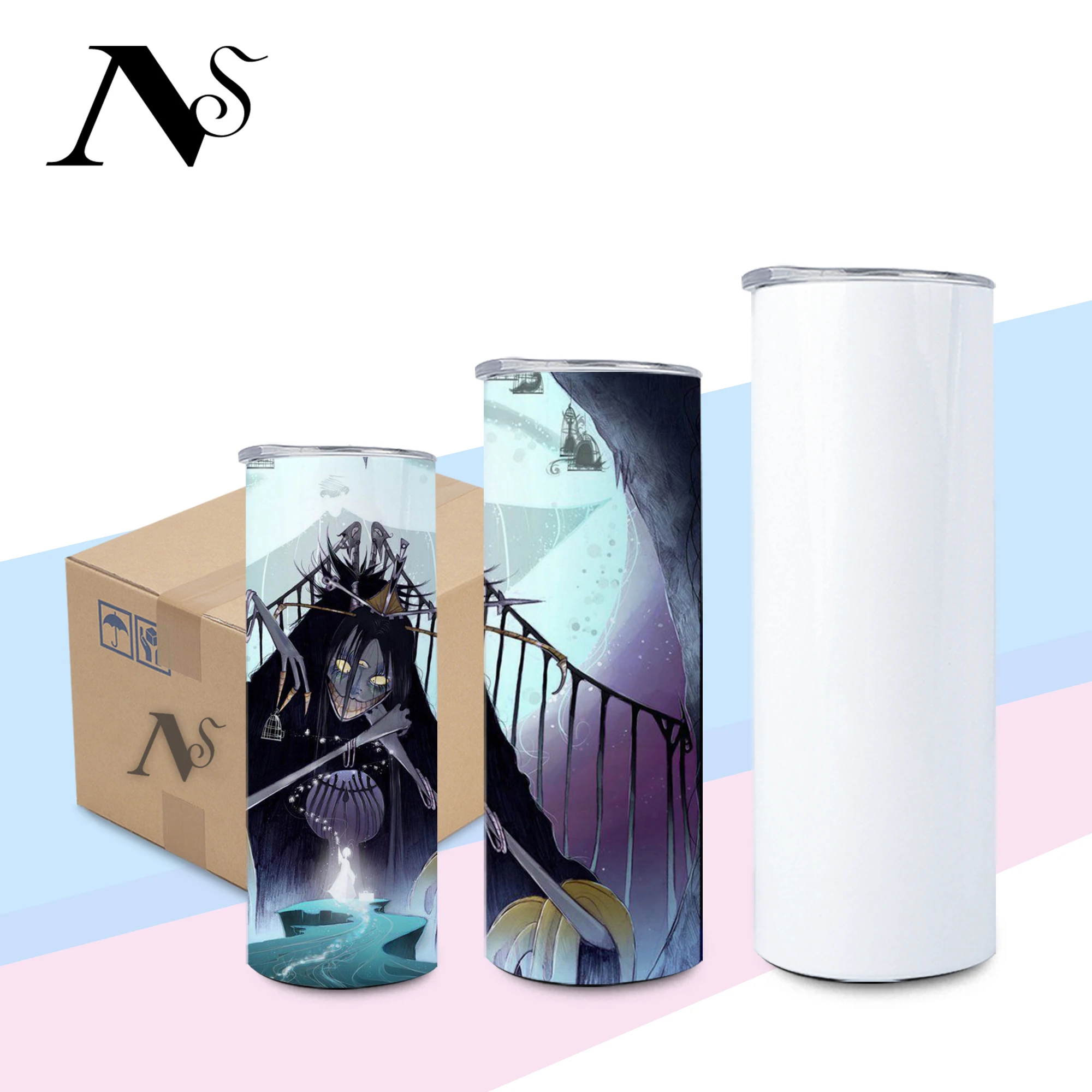 FREE Shipping USA Warehouse Sublimation Blank 20 oz White Skinny Straight Blanks Heat Press Sublimation Tumblers 20oz With Straw