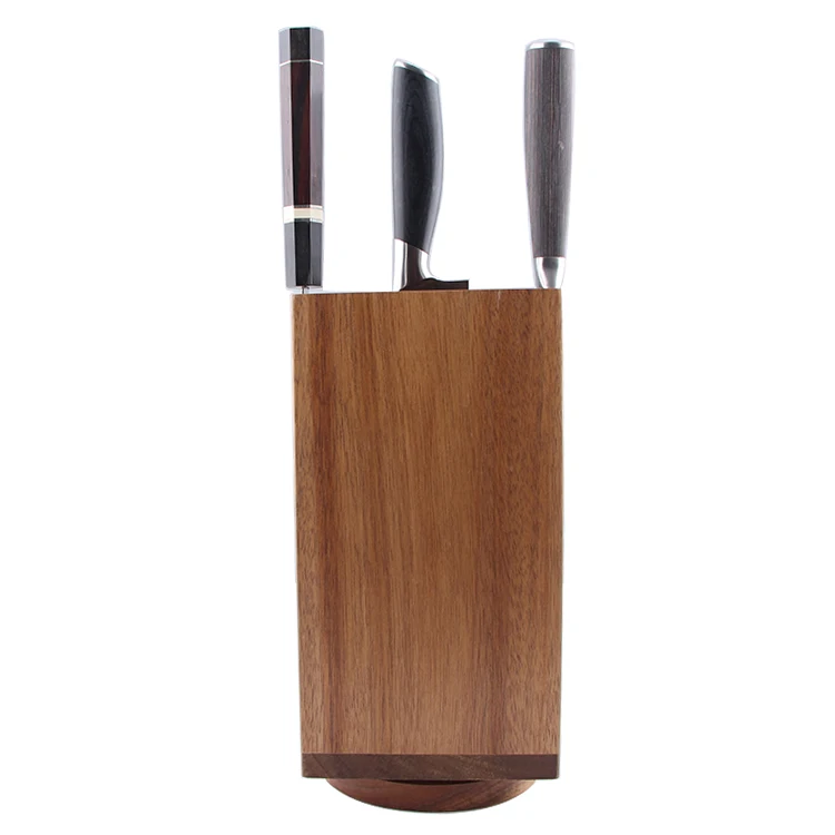 360 Rotatable Wooden Magnetic Knife Block for Kitchen Knives, Uniquely Knife Holder with Scratch Resistant Coating